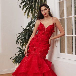 Cinderella Divine CM329: Captivating Fit-and-Flare Gown with Enchanting Floral Embellishments main image 1